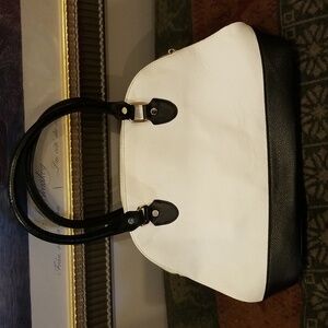 Elegant Black and White Satchel Bag From LOLA BERNARD!  NEW!!!